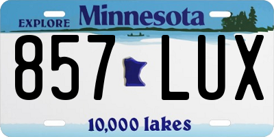 MN license plate 857LUX