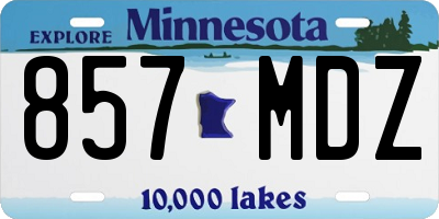 MN license plate 857MDZ