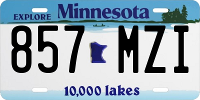 MN license plate 857MZI