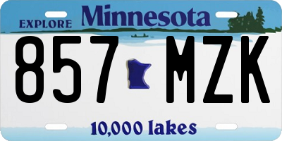 MN license plate 857MZK