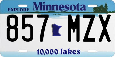 MN license plate 857MZX