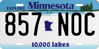 MN license plate 857NOC