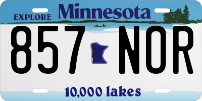 MN license plate 857NOR