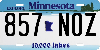MN license plate 857NOZ