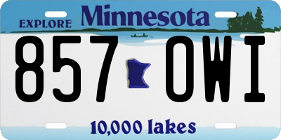 MN license plate 857OWI