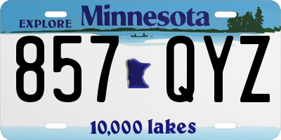 MN license plate 857QYZ