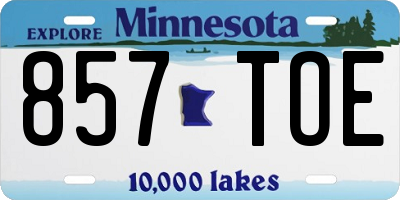 MN license plate 857TOE