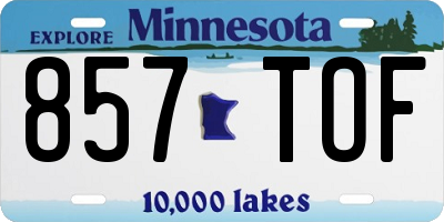 MN license plate 857TOF