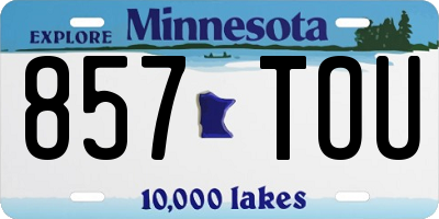 MN license plate 857TOU