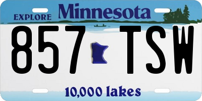 MN license plate 857TSW