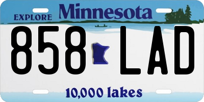 MN license plate 858LAD