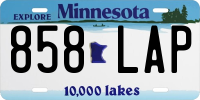 MN license plate 858LAP