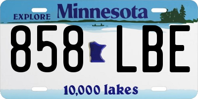 MN license plate 858LBE
