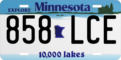 MN license plate 858LCE