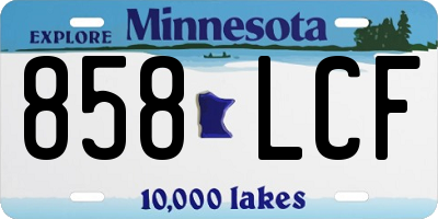 MN license plate 858LCF