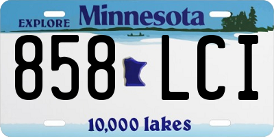 MN license plate 858LCI