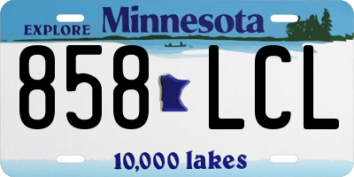 MN license plate 858LCL