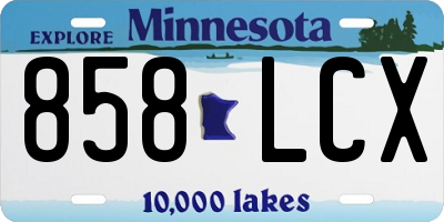 MN license plate 858LCX