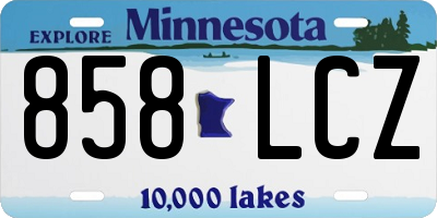 MN license plate 858LCZ