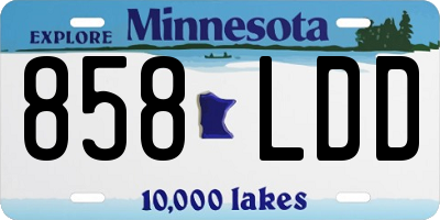 MN license plate 858LDD