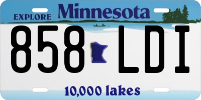 MN license plate 858LDI