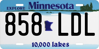 MN license plate 858LDL