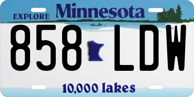 MN license plate 858LDW