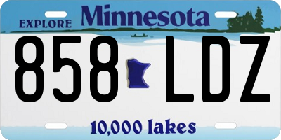 MN license plate 858LDZ