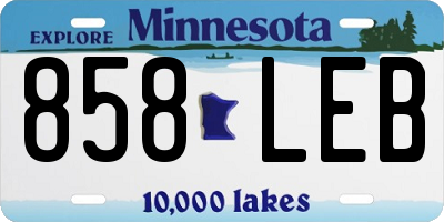 MN license plate 858LEB