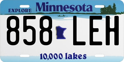 MN license plate 858LEH