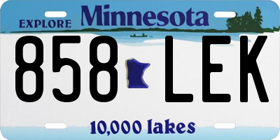 MN license plate 858LEK