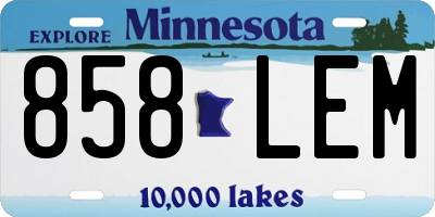 MN license plate 858LEM