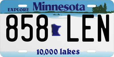 MN license plate 858LEN