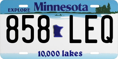 MN license plate 858LEQ