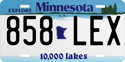 MN license plate 858LEX
