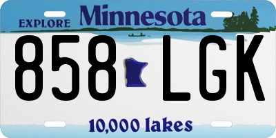 MN license plate 858LGK