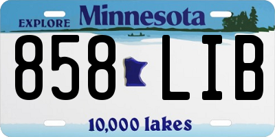 MN license plate 858LIB