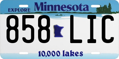 MN license plate 858LIC