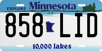 MN license plate 858LID
