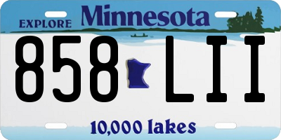 MN license plate 858LII