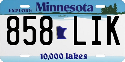 MN license plate 858LIK