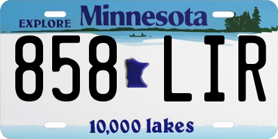 MN license plate 858LIR