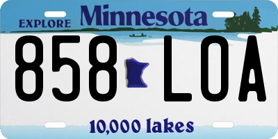 MN license plate 858LOA