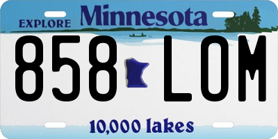 MN license plate 858LOM