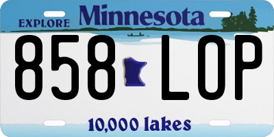 MN license plate 858LOP