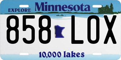 MN license plate 858LOX
