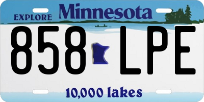 MN license plate 858LPE