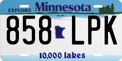 MN license plate 858LPK