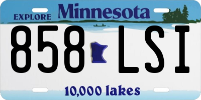 MN license plate 858LSI