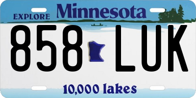 MN license plate 858LUK